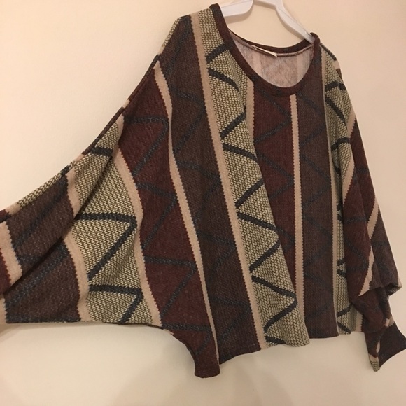 ⚡️ SALE Earthy Multi Printed Dolman Sleeve Top - Picture 6 of 6